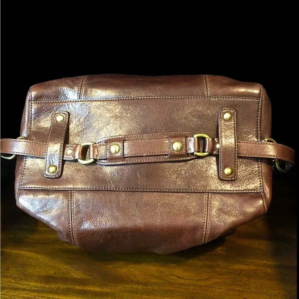 Vintage COACH Full Grain Brown Leather Top Handle Shoulder Bag NWOT